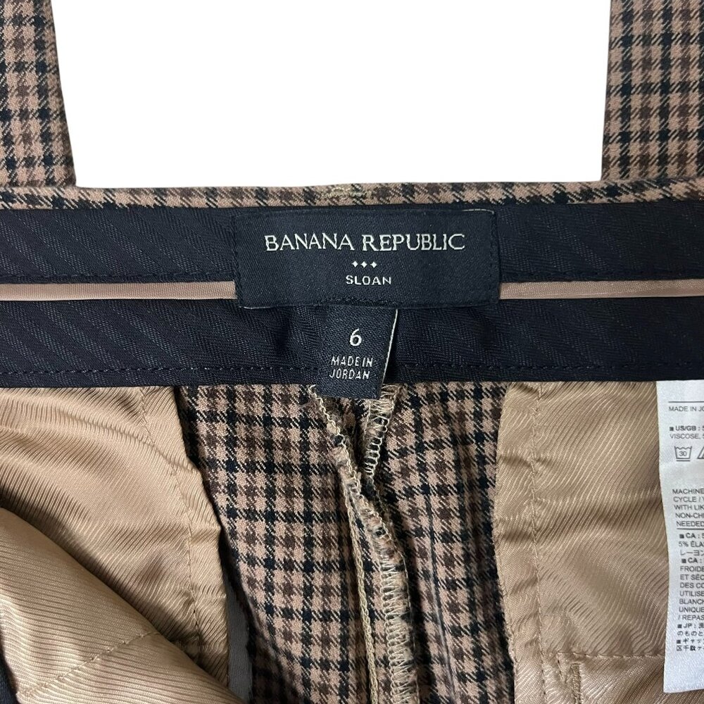 Banana Republic Size 6 Cotton Blend Mid-Rise Sloan Ankle Pant Brown Herringbone - Picture 7 of 8